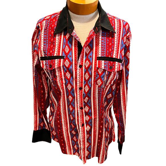 El General 1901 Mens Western Shirt Rodeo Black Red Size S/M? Cowboy Southwestern - Picture 1 of 3